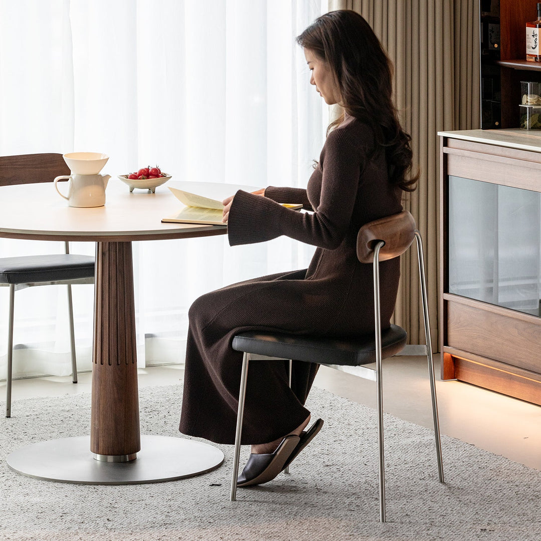 Bauhaus walnut wood dining chair wiener material variants.
