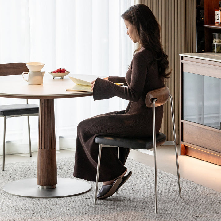 Bauhaus walnut wood dining chair wiener material variants.