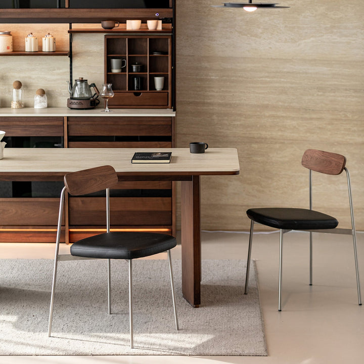 Bauhaus walnut wood dining chair wiener in details.