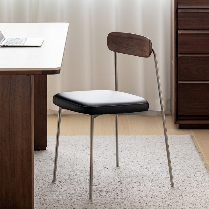 Bauhaus walnut wood dining chair wiener in panoramic view.