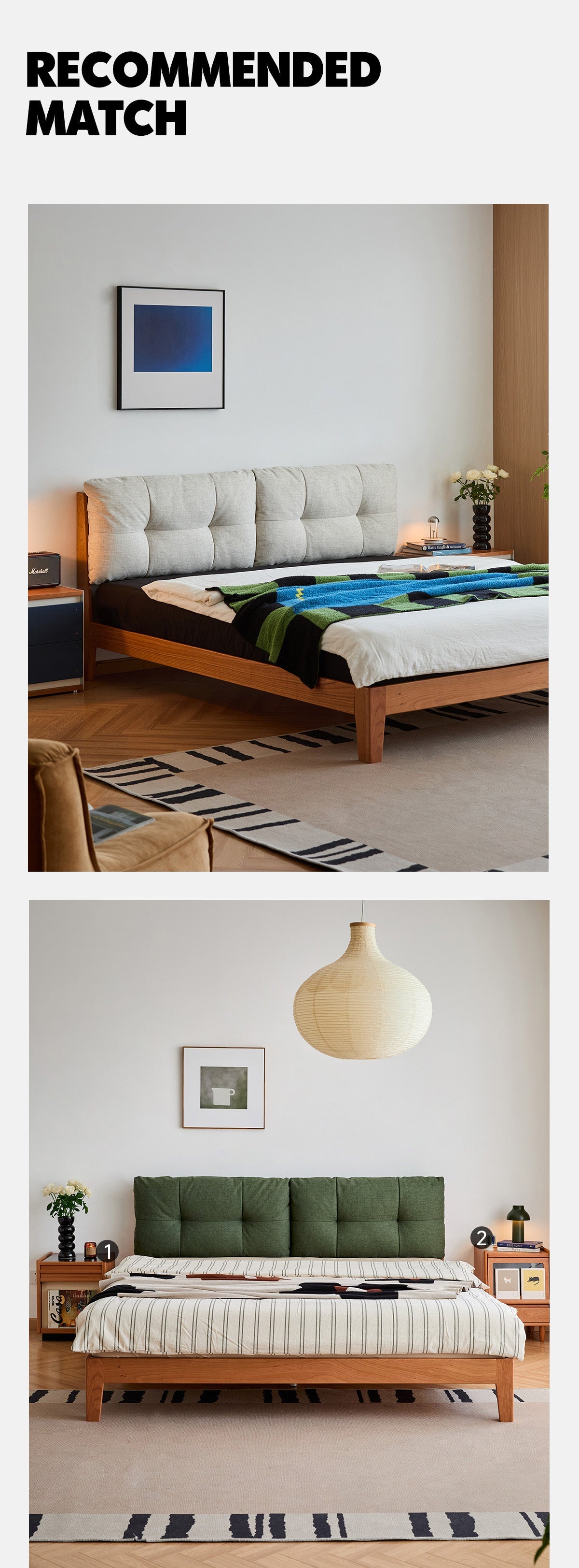 Scandinavian Cherry Wood Cotton Fabric Bed SERENE More Details and Instruction_7