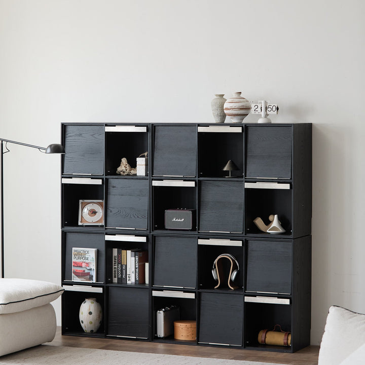 Minimalist Ash Wood Veneer Modular Box Cabinet GRID