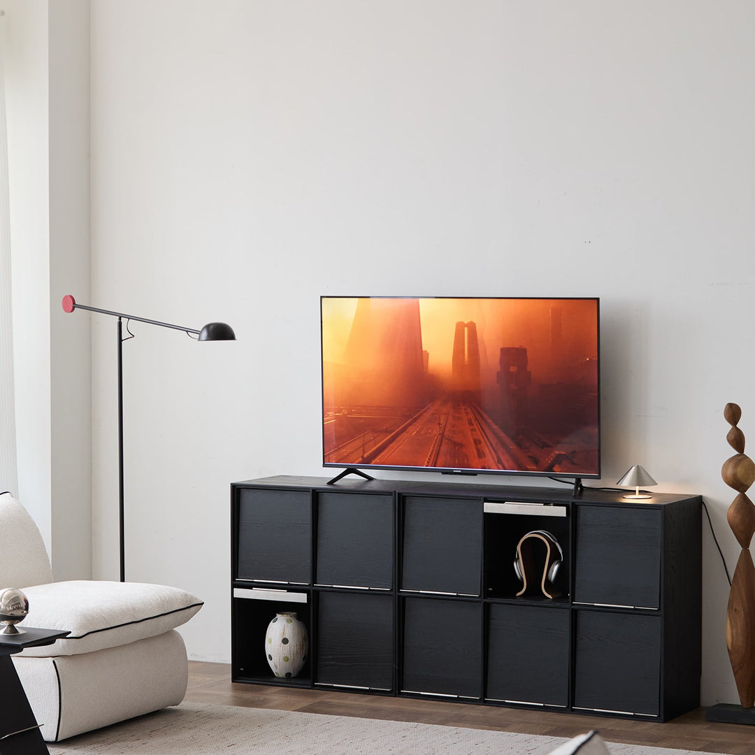 Minimalist Ash Wood Veneer Modular Box Cabinet GRID