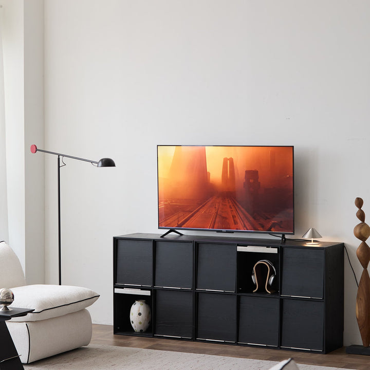 Minimalist Ash Wood Veneer Modular Box Cabinet GRID