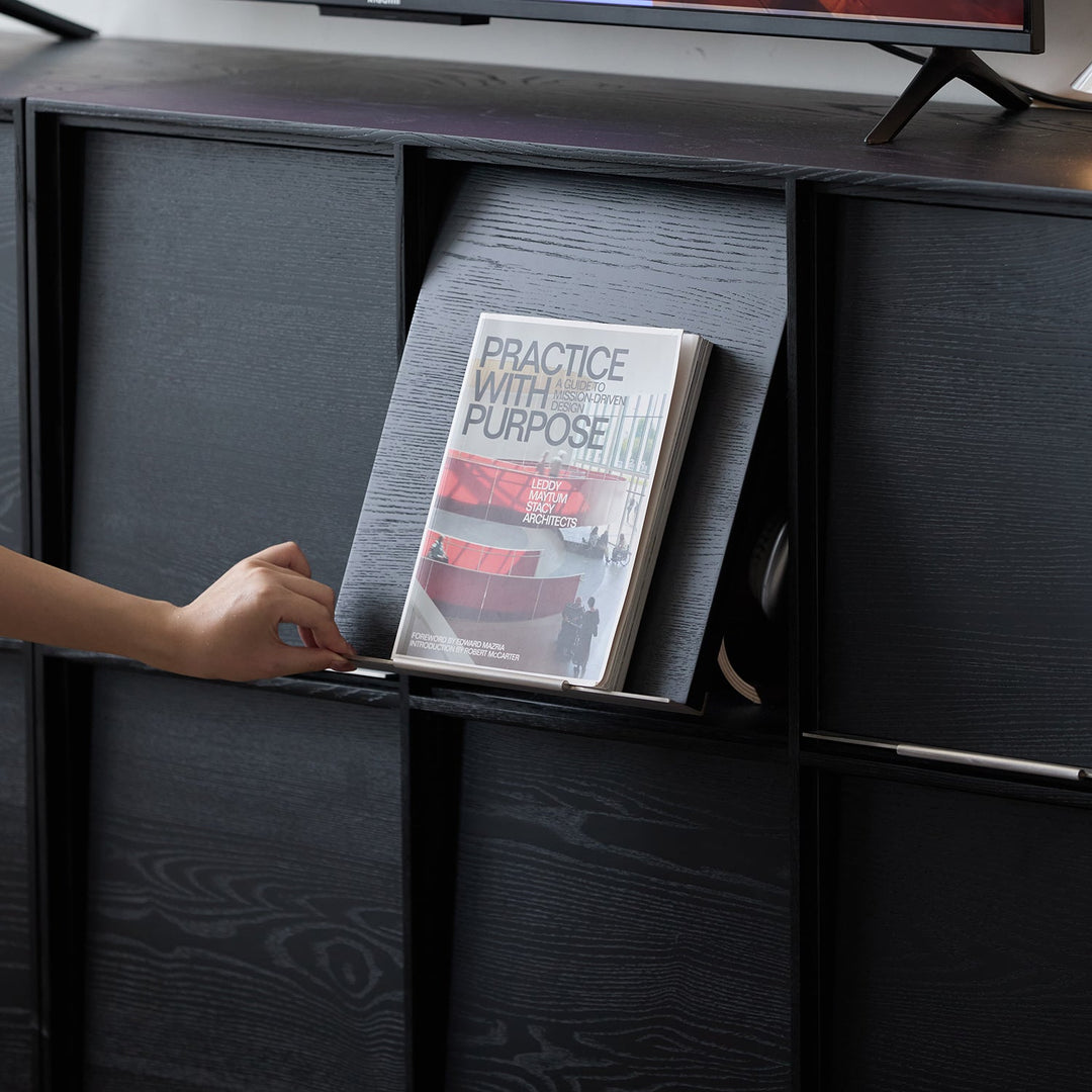 Minimalist Ash Wood Veneer Modular Box Cabinet GRID