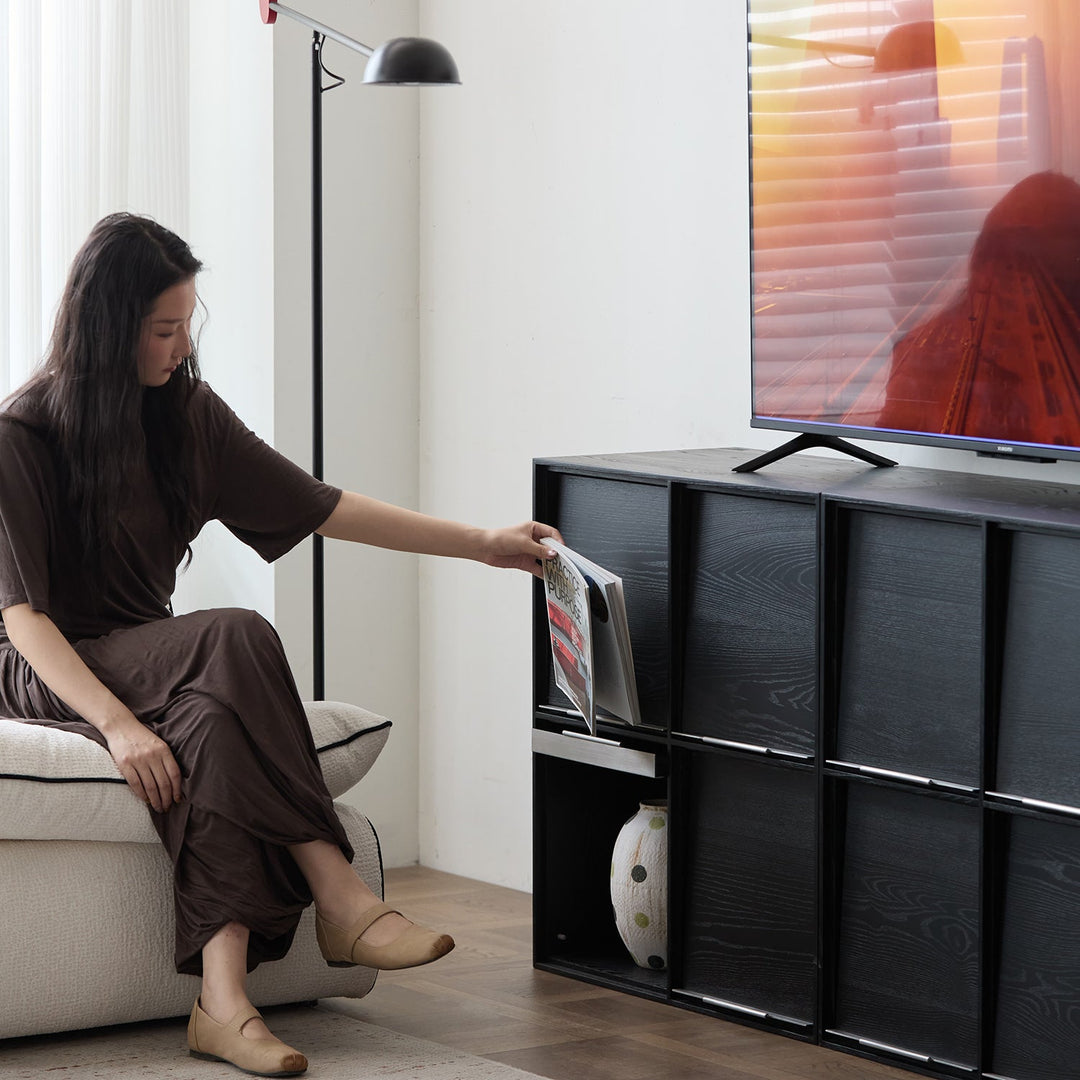 Minimalist Ash Wood Veneer Modular Box Cabinet GRID