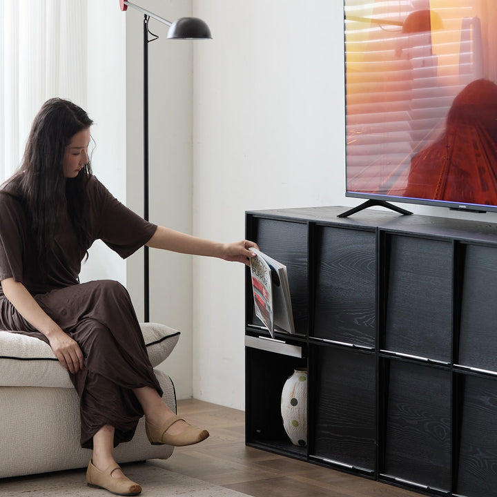 Minimalist Ash Wood Veneer Modular Box Cabinet GRID