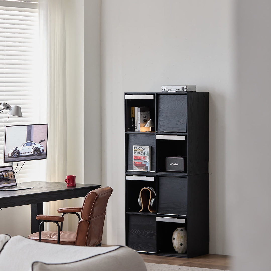 Minimalist Ash Wood Veneer Modular Box Cabinet GRID