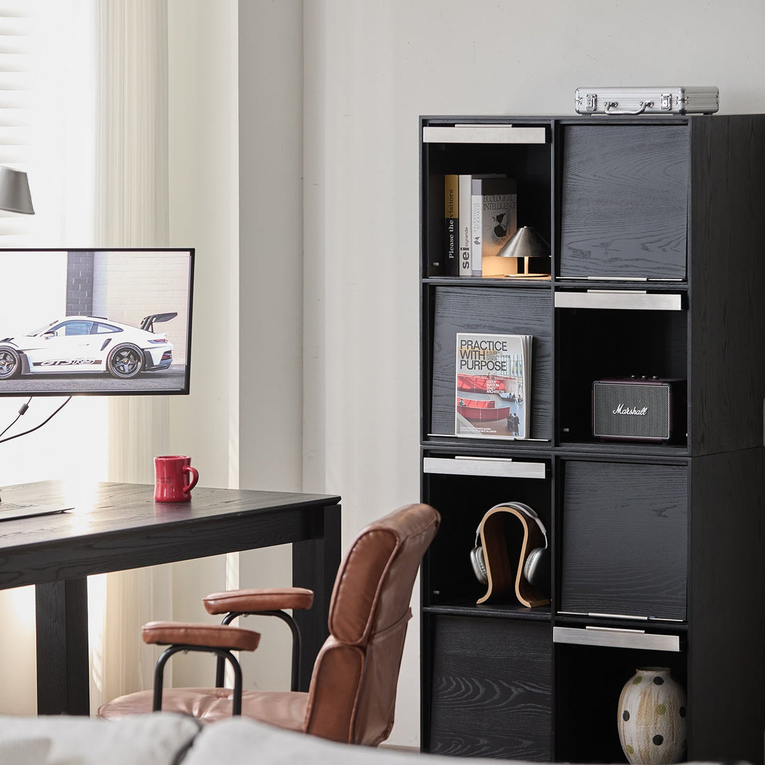 Minimalist Ash Wood Veneer Modular Box Cabinet GRID