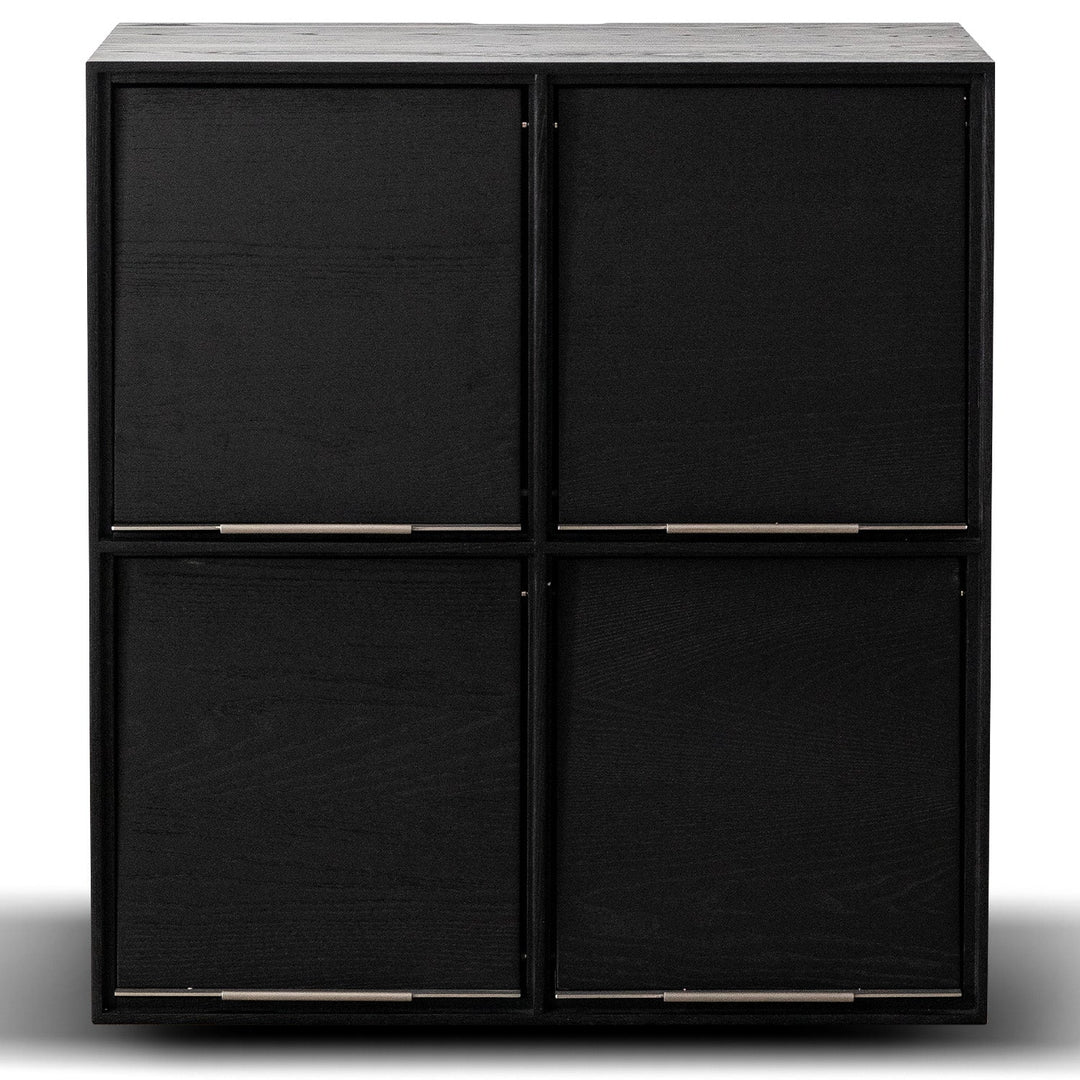 Minimalist ash wood veneer modular box cabinet grid in details.
