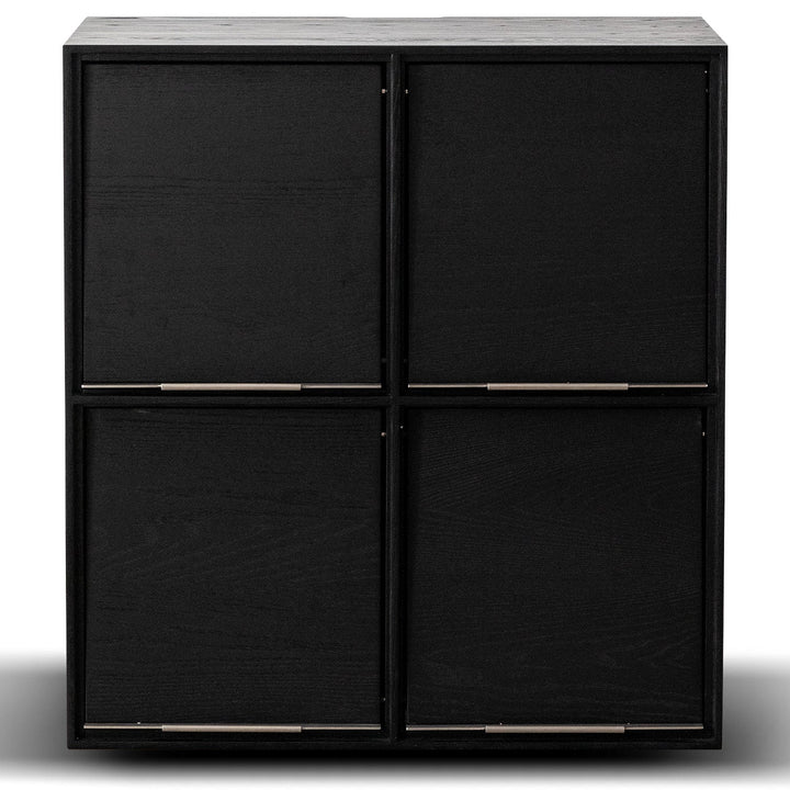Minimalist ash wood veneer modular box cabinet grid in details.