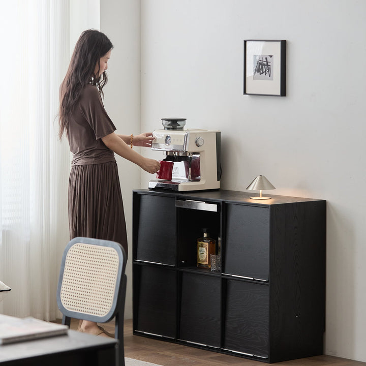 Minimalist Ash Wood Veneer Modular Box Cabinet GRID