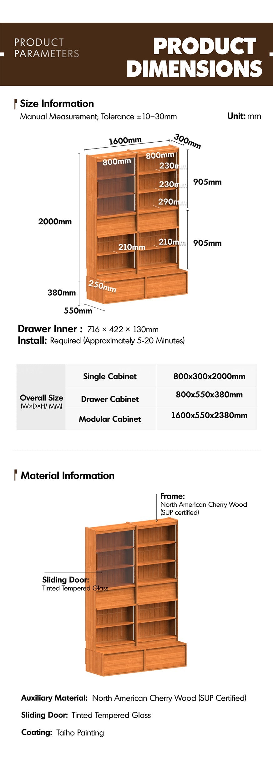 Scandinavian Cherry Wood Bookshelf VISTA More Details and Instruction_14