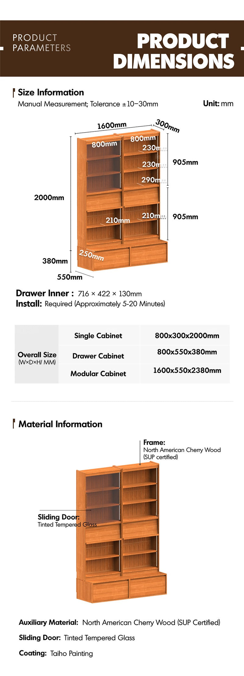 Scandinavian Cherry Wood Bookshelf VISTA More Details and Instruction_14