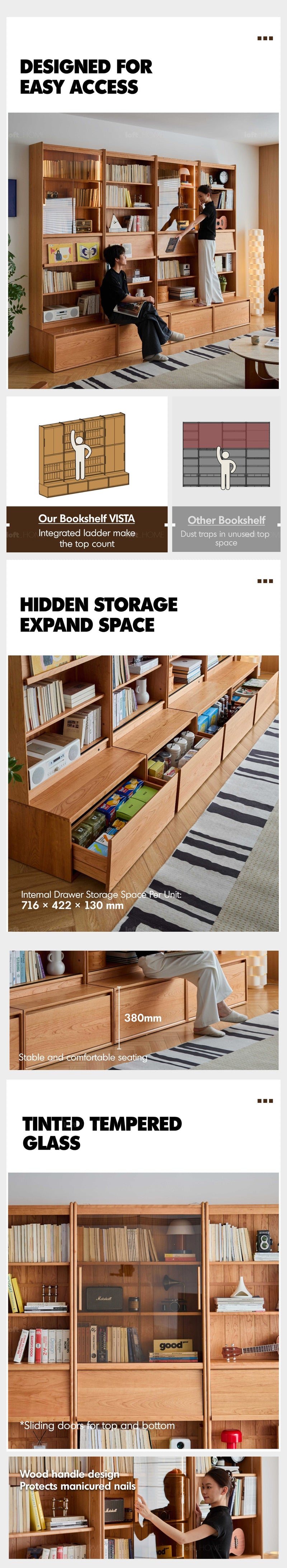 Scandinavian Cherry Wood Bookshelf VISTA More Details and Instruction_9
