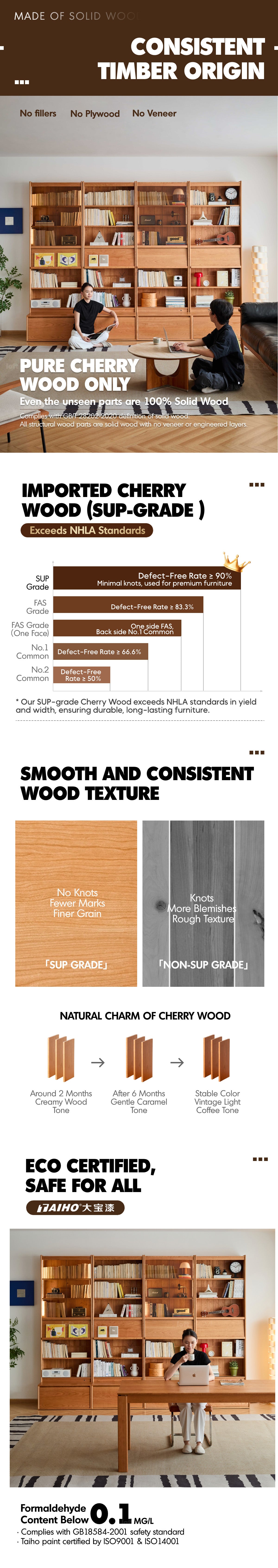 Scandinavian Cherry Wood Bookshelf VISTA More Details and Instruction_6
