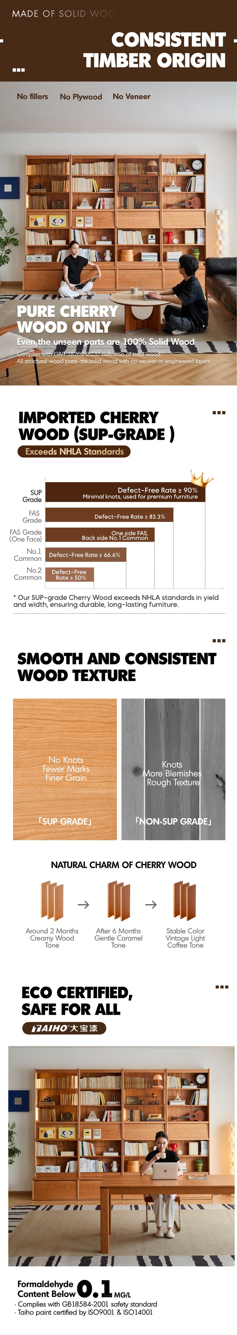 Scandinavian Cherry Wood Bookshelf VISTA More Details and Instruction_6