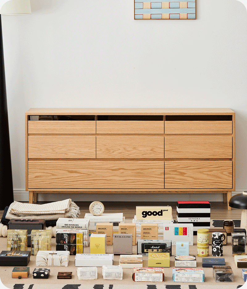 Scandinavian Oak Wood Chest Of 8 Drawers FLOATING LIGHT More Details and Instruction_2