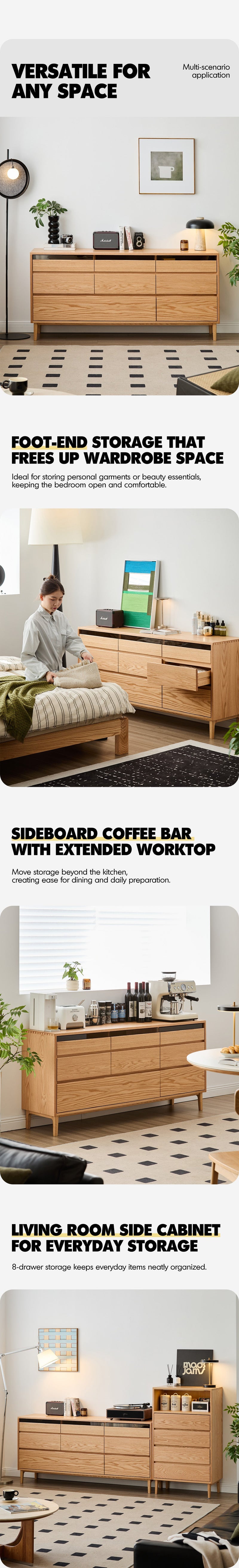 Scandinavian Oak Wood Chest Of 8 Drawers FLOATING LIGHT More Details and Instruction_4