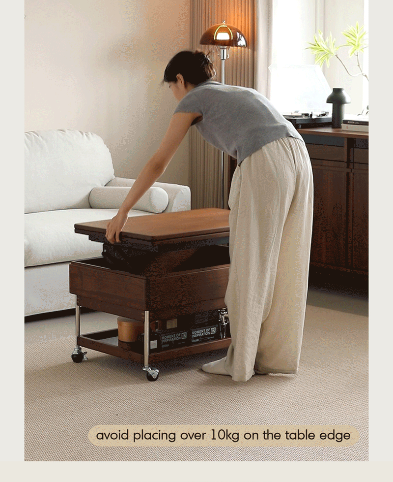 Japandi Walnut Wood Lift-Up Coffee Table SEREN More Details and Instruction_2