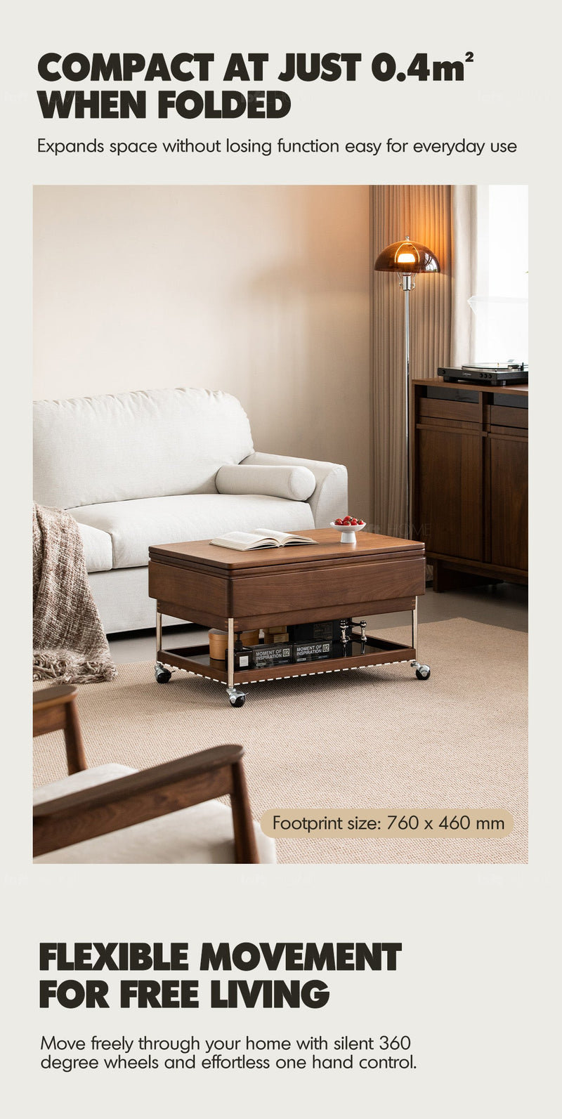 Japandi Walnut Wood Lift-Up Coffee Table SEREN More Details and Instruction_4