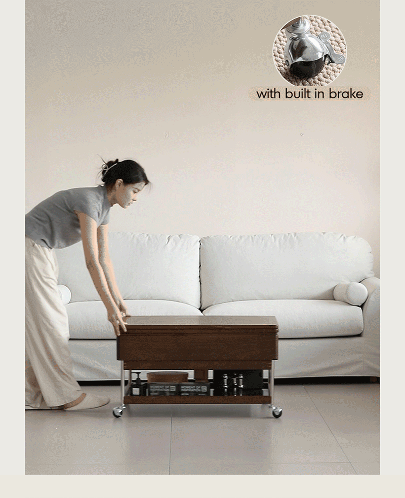 Japandi Walnut Wood Lift-Up Coffee Table SEREN More Details and Instruction_5