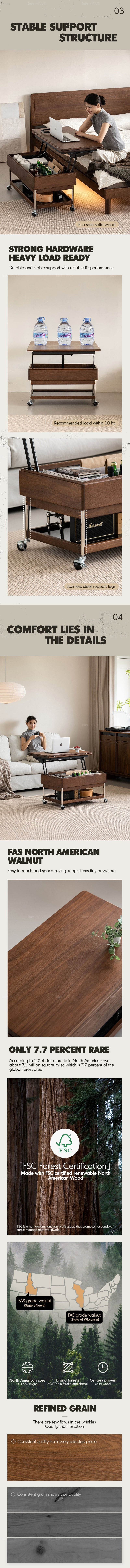 Japandi Walnut Wood Lift-Up Coffee Table SEREN More Details and Instruction_7