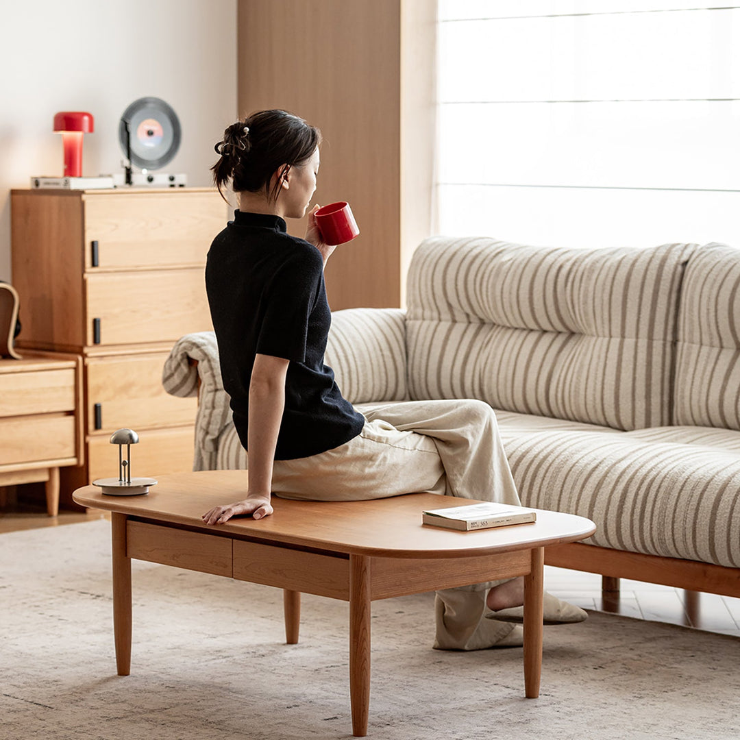 Scandinavian cherry wood coffee table vista size charts.