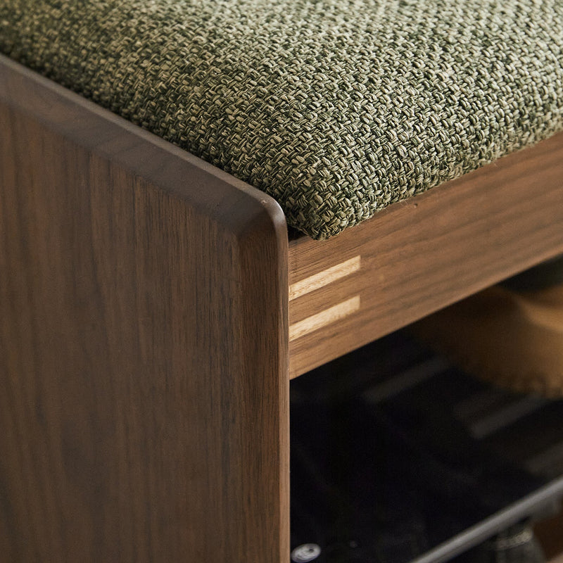 Japandi Walnut Wood Shoe Changing Bench DAWN Color Swatches