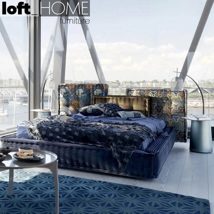 Contemporary Fabric Bed MAHJONG