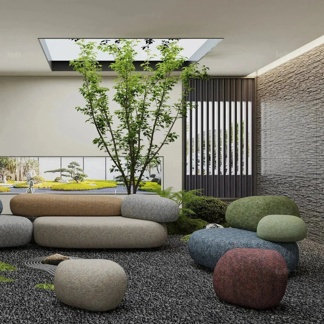 Contemporary Fabric Ottoman PEBBLE