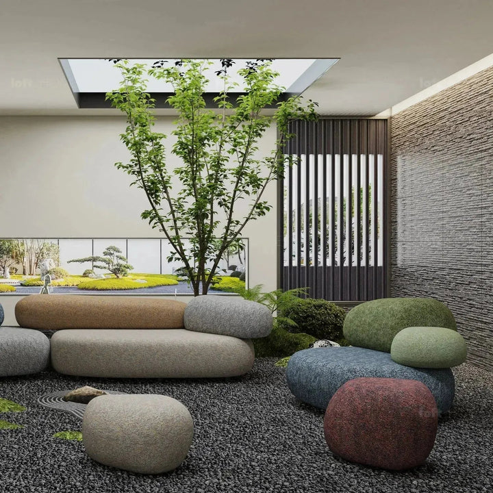 Contemporary Fabric Ottoman PEBBLE