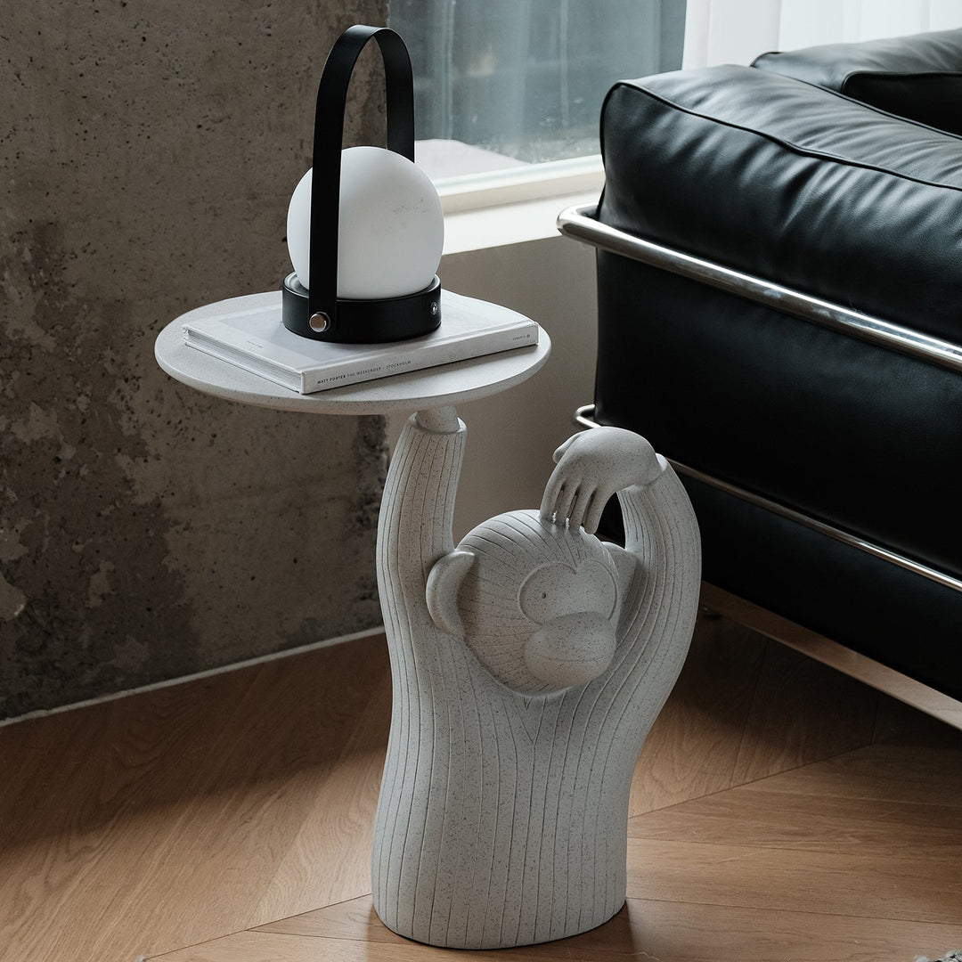 Bauhaus fiberglass side table monkey in real life style.