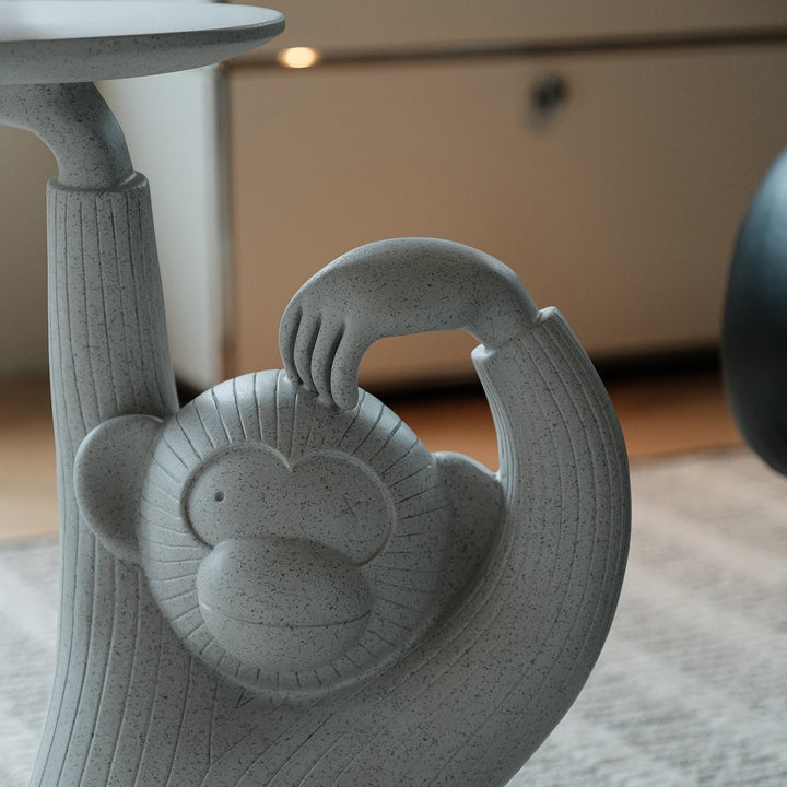 Bauhaus fiberglass side table monkey in panoramic view.
