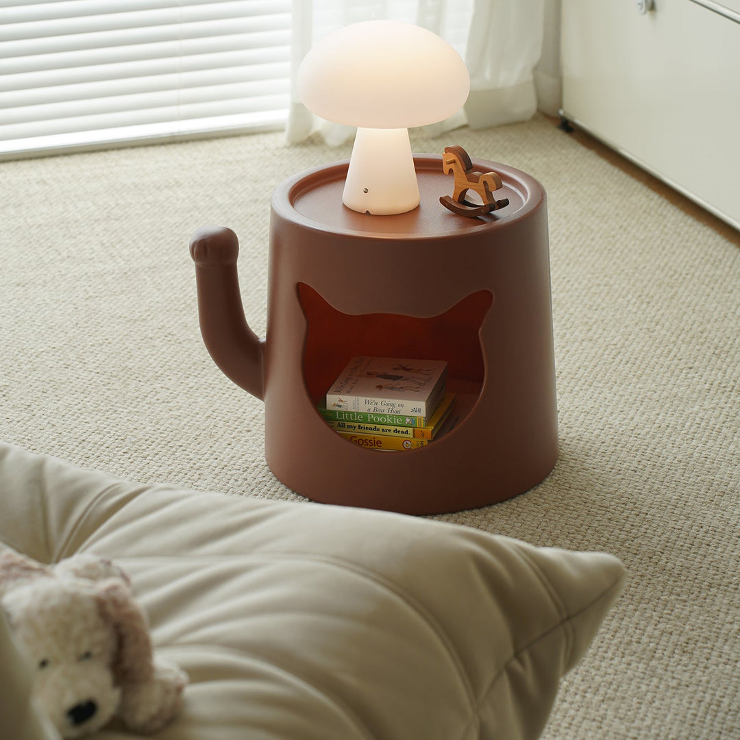 Bauhaus plastic side table cat house material variants.