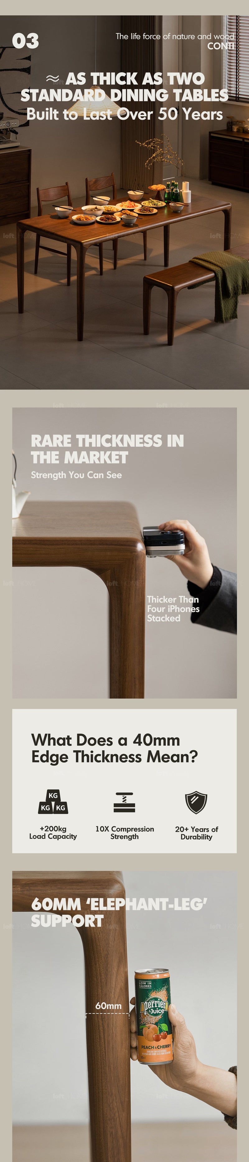 Japandi Walnut Wood Dining Table CONTI More Details and Instruction_8