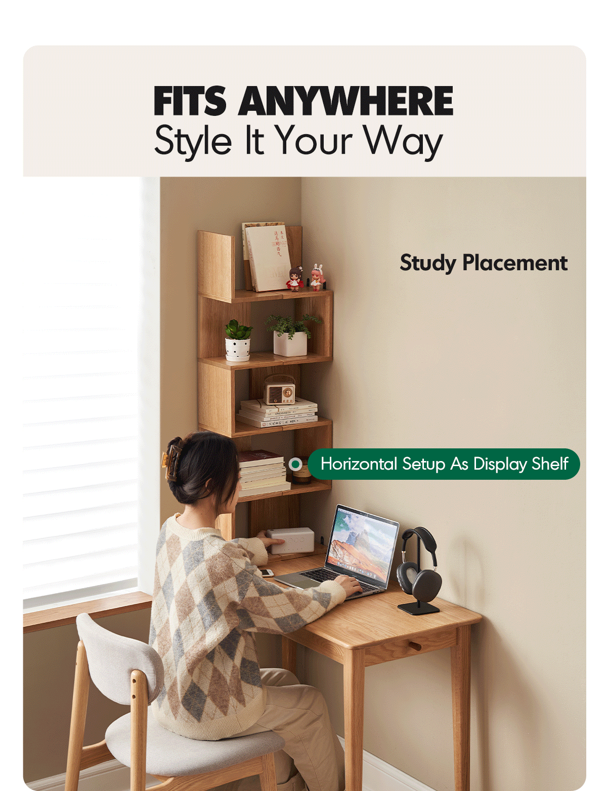 more product details and feature of Scandinavian Beech Wood Corner Shelf PITTSBURGH