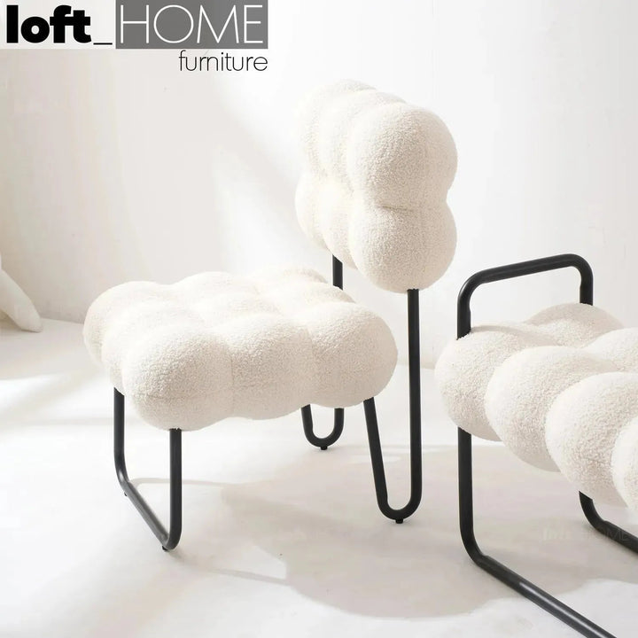 Cream Boucle 1 Seater Sofa SOUFFLE