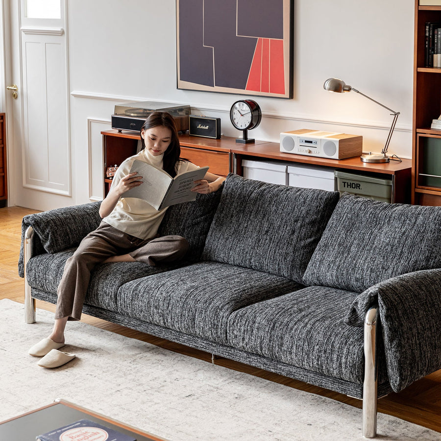 Bauhaus boucle fabric 3 seater sofa song primary product view.