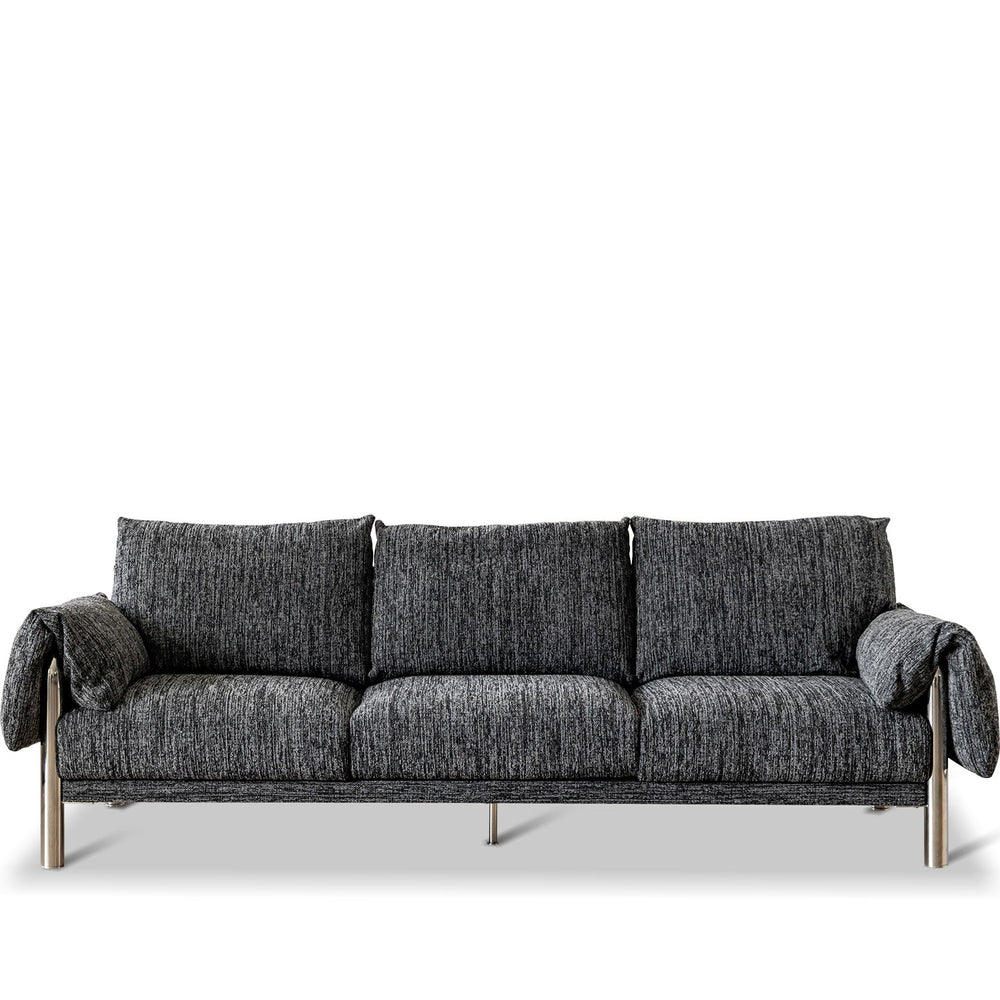 Bauhaus boucle fabric 3 seater sofa song in white background.