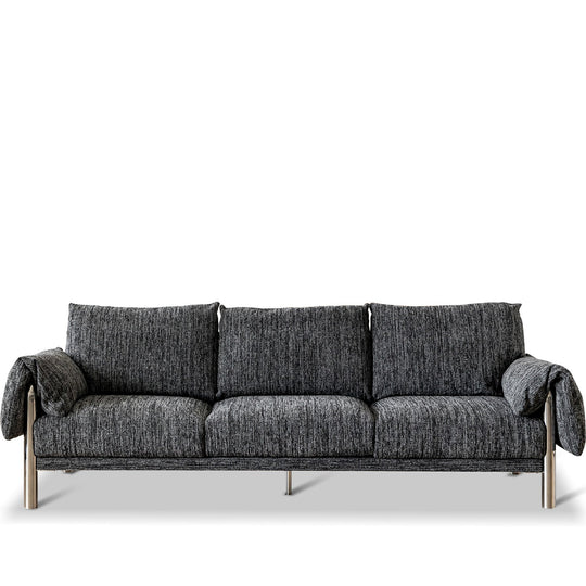 Bauhaus boucle fabric 3 seater sofa song in white background.
