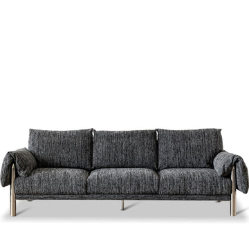 Cream boucle fabric 3 seater sofa song in white background.
