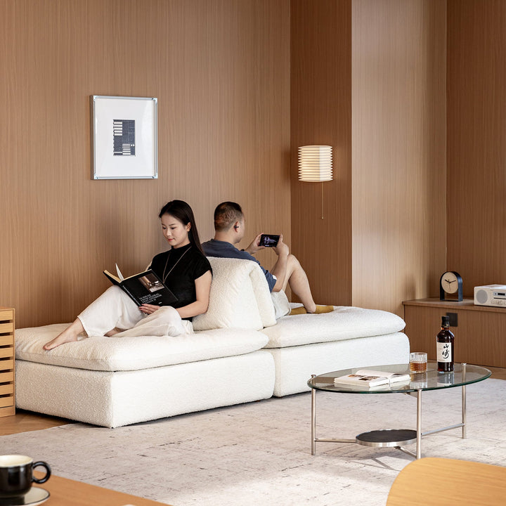 Cream boucle fabric modular 1 seater sofa bloc size charts.