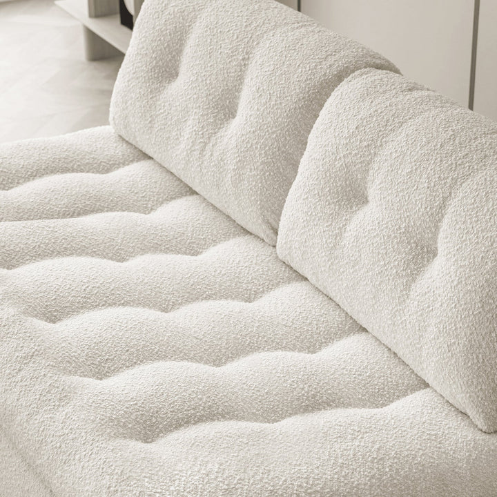 Cream boucle fabric modular 3 seater sofa couch bloc in real life style.