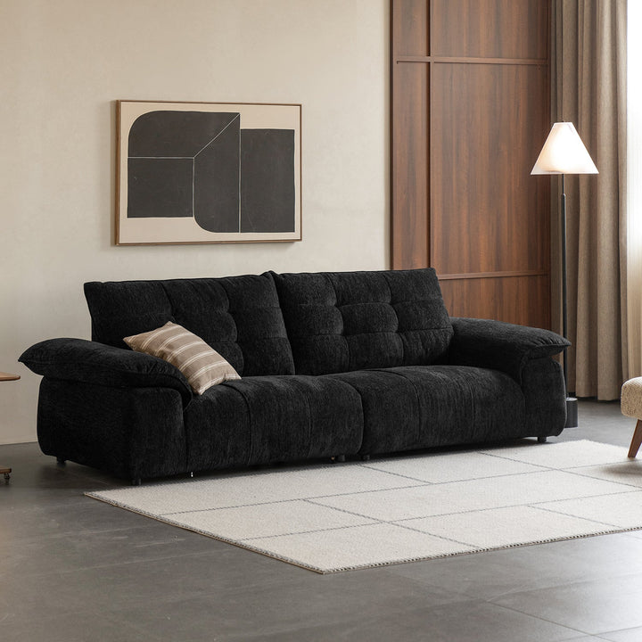 Cream chenille velvet fabric 4 seater sofa coconut conceptual design.
