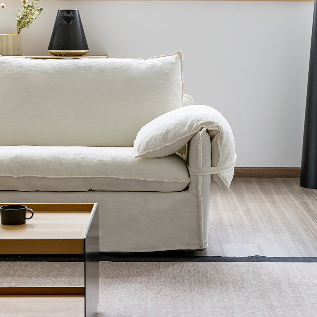 Cream Cotton Fabric 1 Seater Sofa FOLDING EAR