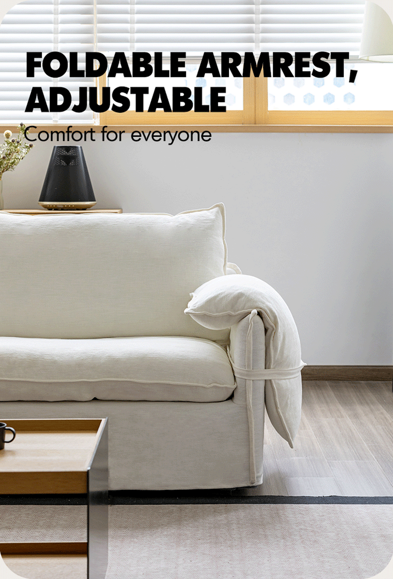 Cream Cotton Fabric 1 Seater Sofa FOLDING EAR More Details and Instruction_2