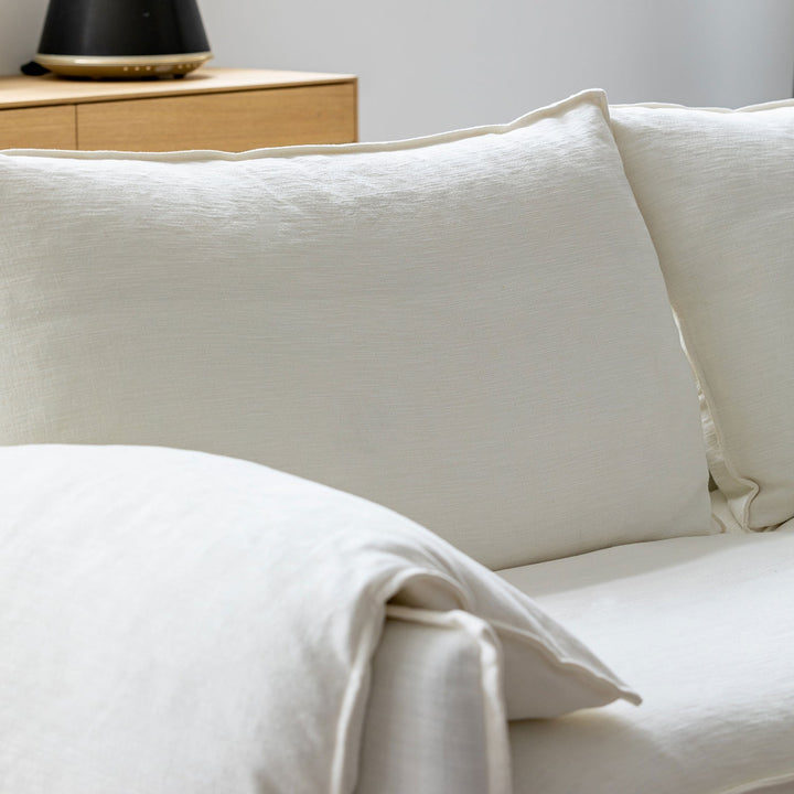 Cream Cotton Fabric 1 Seater Sofa FOLDING EAR