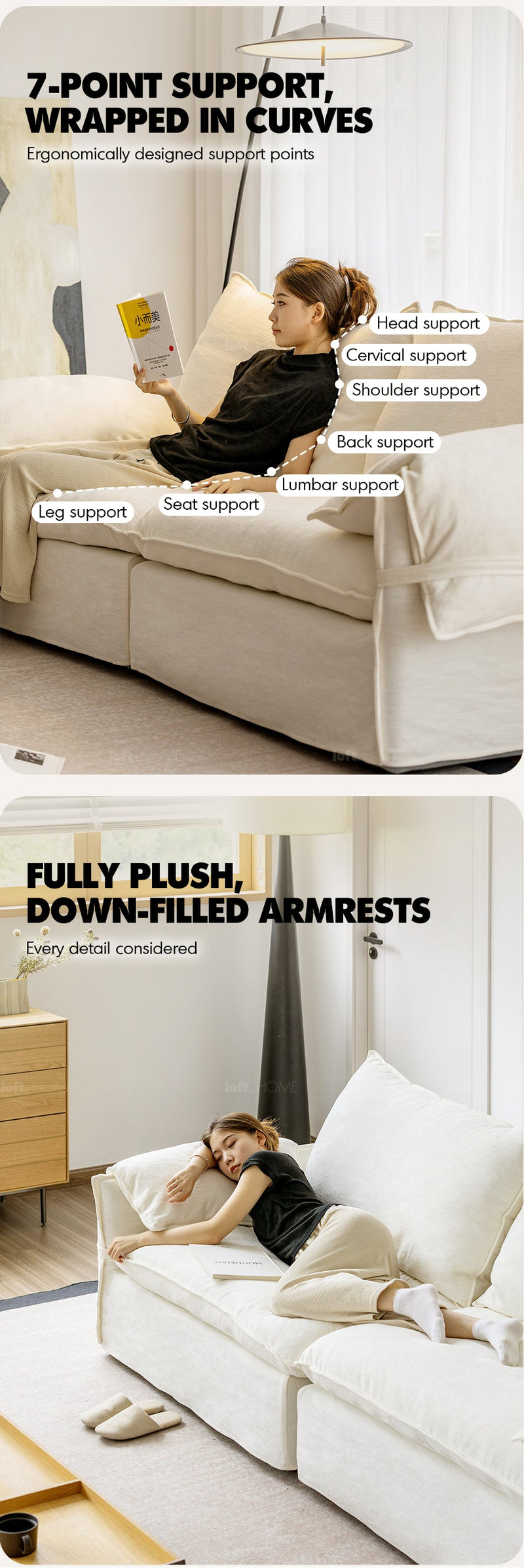 Cream Cotton Fabric 1 Seater Sofa FOLDING EAR More Details and Instruction_5
