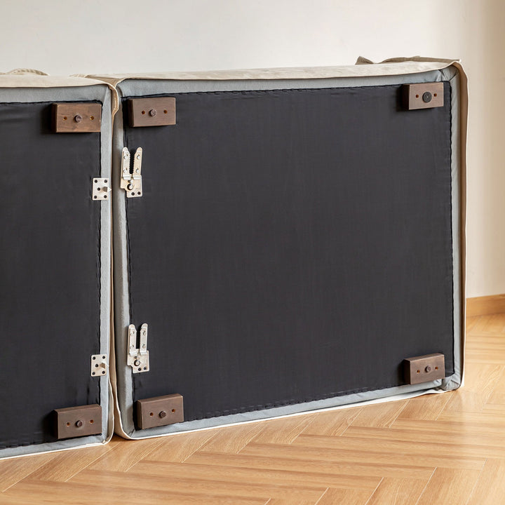 Cream Cotton Fabric 1 Seater Sofa FOLDING EAR